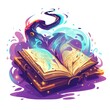 Magic book of dark witchcraft on a white background 2D logo