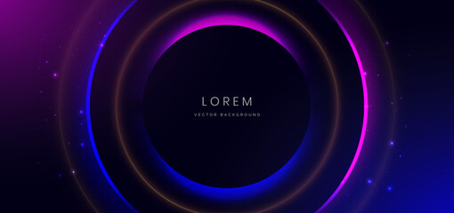 Wall Mural - abstract technology futuristic neon glowing blue and pink light lines with lighting effect on dark b