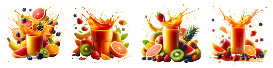 fruit juice drink with splash ingredient isolated png