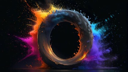 Wall Mural - Letter O 3d art with powder explosion background, Seamless Animation Video Background in 4K Resolution	