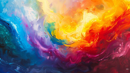 Wall Mural - Experience the radiant burst of colors converging into a fluidic motion, painting a vivid gradient wave.