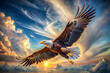 An eagle is flying on the sky, illustration clipart, 1500s, isolated