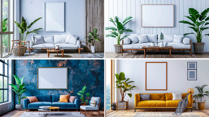 Wall Mural - 4 photos. Ideal for displaying your work in a stylish living room. Easily visualize how your artwork will look in different locations. Ideal for artists and photographers