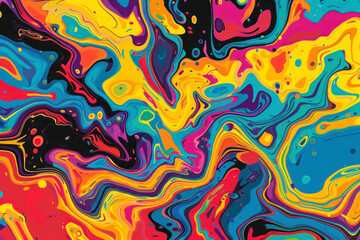 Wall Mural - Colorful Abstract Psychedelic and Trippy Color Liquid, Lines, and Waves.