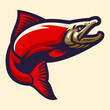 Angry Red Salmon Fish Mascot Illustration