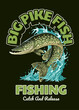 Big Pike Fish Vintage T-Shirt Illustration