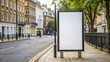 © mamo studios - a london street pavement advertising board, we see the advertising board front, straight on, the board is blank white