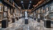 Exhibition Hall of Greek Sculptures at Classic Art Museum: Depiction of Greek Muses