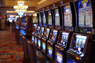 High-end casino room showcasing slot machines