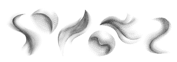 set of grainy texture shape. halftone dot figure with effect of spray noise