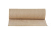 Rolled beige paper towel roll on a white background.