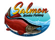 Fishing Red Salmon Swimming Design Illustration