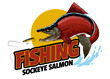 Fishing Sockeye Salmon Jumping Out of Water, Suitable for Print Design