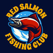 Red Salmon Fishing Mascot Logo