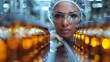 Pharmaceutical Scientist Examining Medical Vials on Production Line in Healthcare Factory