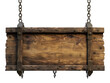 © Uday - Medieval wooden sign hanging with chains on white background,png
