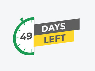 49 days to go countdown template. 49 day Countdown left days banner design. 49  Days left countdown timer
