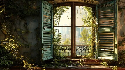 Canvas Print - window in the garden