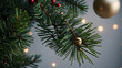 a festive pine twig, Capture the holiday spirit with a lush green pine adorned with ornaments.