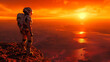 © Varunee - An astronaut is standing on a mountain and looking at the river of an exoplanet. Generative AI