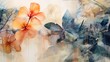 © M.IVA - Abstract Floral background with Soft Blending of Orange Flowers and Blue Leaves.