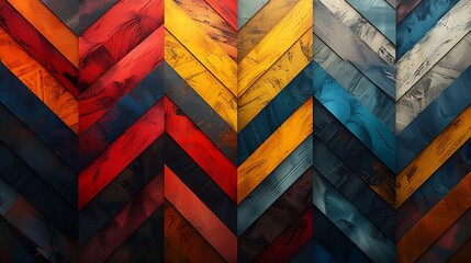 Wall Mural - a bold and artistic interpretation of chevron waves, where each zigzag cuts sharply across the surfa
