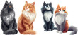 Cartoon cats drawing, gray purebred and ginger mongrel