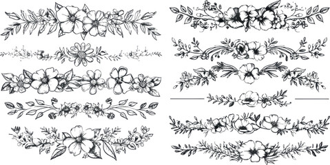 Leinwandbilder - Hand drawn floral borders