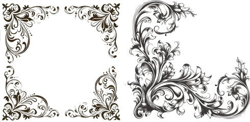 Leinwandbilder - Vector calligraphic corners