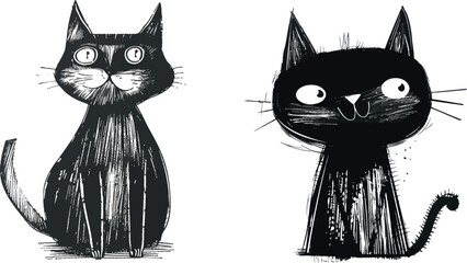 Poster - Hand drawn cat. Doodle cats