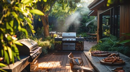 Wall Mural - Summer Sizzle: Backyard BBQ with Smart Grill 
