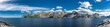 Gebirgskette mit Berggipfel Segla auf Senja in Norwegen