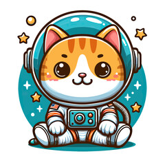 Wall Mural - Astronaut cat vector in white background 