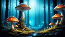 Magical Starlit Forest With Glowing Mushrooms And  (8)