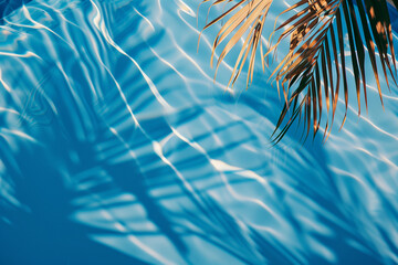 Wall Mural - Pool water and palm tree shade, summer backdrop