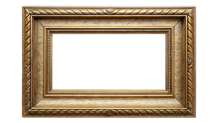 Wall Mural - Empty antique wooden picture frame with decorative border isolated on white background