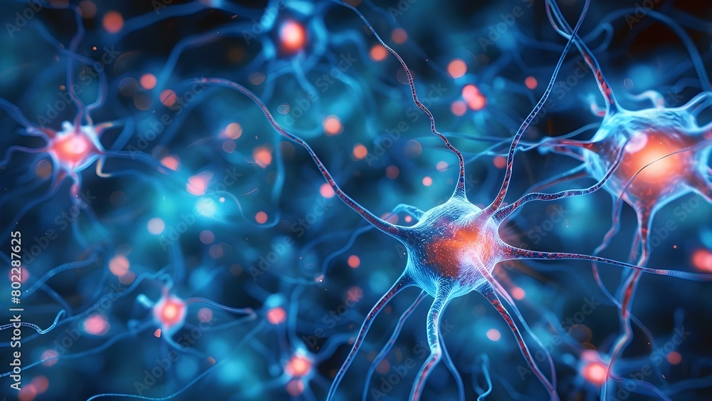 Nerve cells send electrical signals in the brain for neural research ...