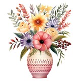 Fototapeta Natura - A vase filled with a colorful bouquet of flowers