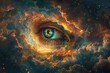 Eye of God in space,  Colorful cosmic background,   rendering