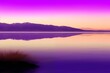 This serene landscape captures the enchanting moment of sunset with smooth transitions of purple and orange hues painting the sky
