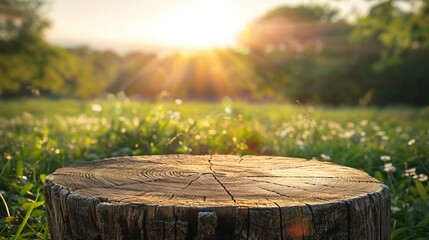 arm wood nature field fruit table product grass garden background stand green food. Nature wood landscape morning farm outdoor sky podium forest stump beauty sun scene platform view beautiful trunk