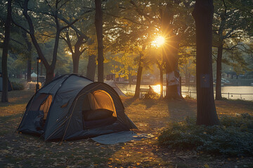 Camping tent in the park