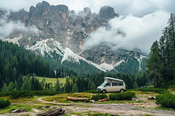 camper van in the mountains