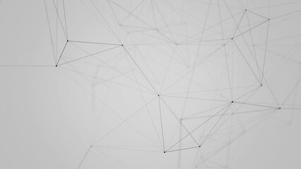 Video screensaver of floating gray abstract futuristic background with moving dots and lines. Modern design of the network web structure. Motion digital 
technology abstract background