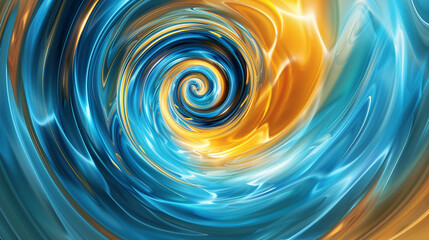 Wall Mural - dynamic circular swirls of cerulean and saffron, ideal for an elegant abstract background