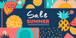 Summer sale website banner. Sale tag. Sale promotional material Design with copy space for social media banner, poster, email, newsletter, leaflet, placard, brochure, flyer