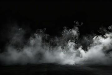  White smoke on black background,  Fog or steam,  Abstract background