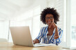 © peopleimages.com - Portrait, black woman and laptop in house with glasses for remote work, online business and entrepreneur. African female author, tech and eyewear in home with research for writing career and website