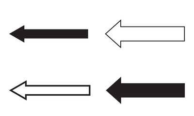 Wall Mural - Black horizontal double arrow. Long arrows icon set.  left black long arrows . Vector illustration.