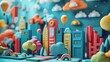 © Sodapeaw - A 3D illustration of a colorful city withHong and clouds made of clay or playdough.